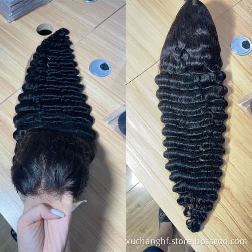 36 Inch Brazilian Virgin Hair 100 Percent Water Wave HD Lace Frontal Wig Peruvian Waterwave Wig Deep Curly Wave Human Hair Wig
